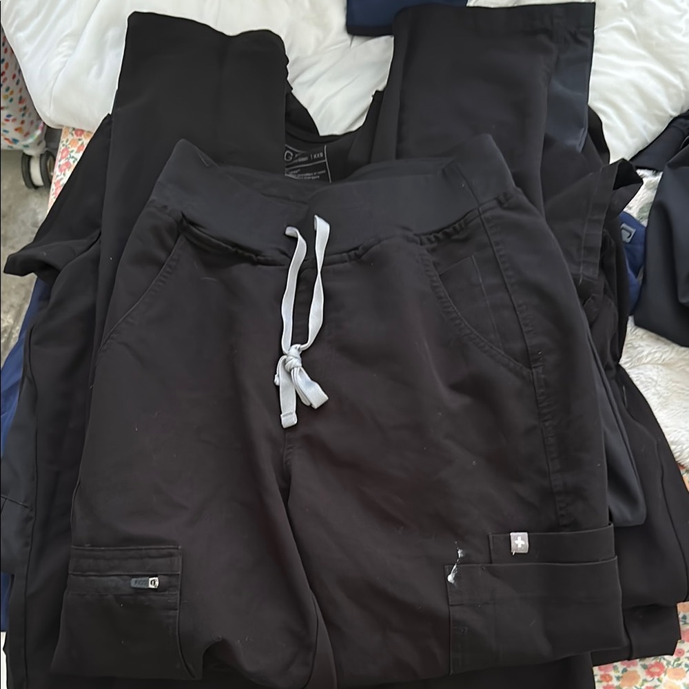 Figs Black Cargo Pants with Adjustable Waist